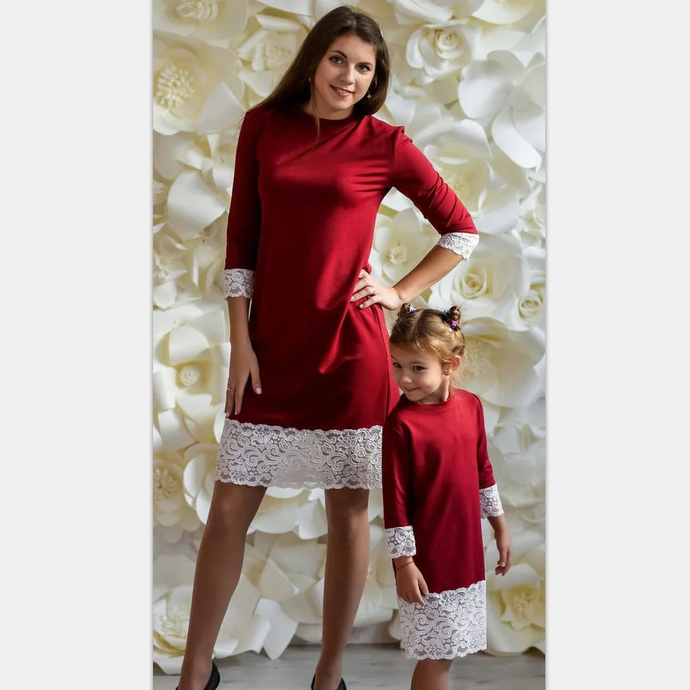 Mom and Daughter Matching Floral Dress Set