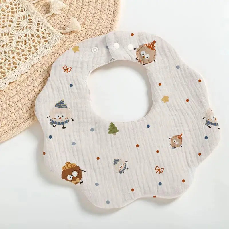 Animal Muslin Burp Cloth Bib Cotton 0-1Y – Front View