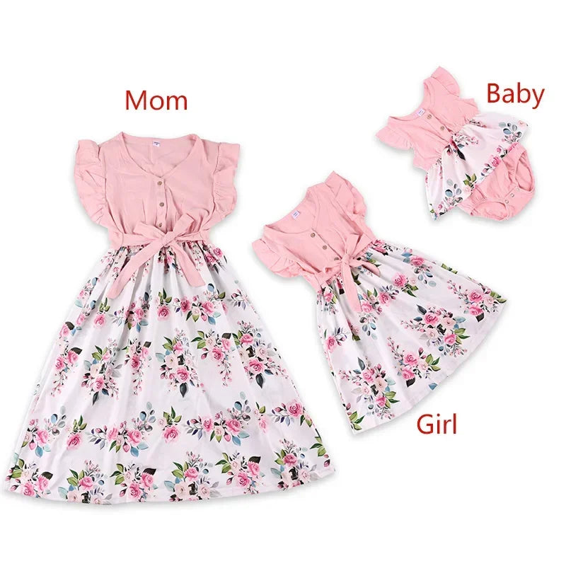 Mother Daughter Floral Matching Dress Set
