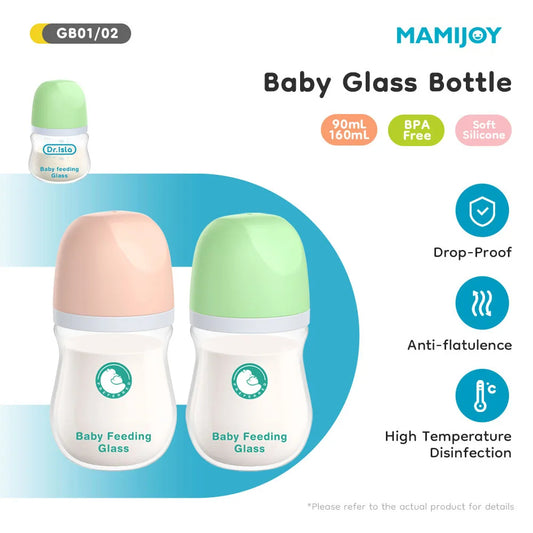 Glass Bottle BPA-Free Anti-Flatulence – dr.Isla glass bottle front