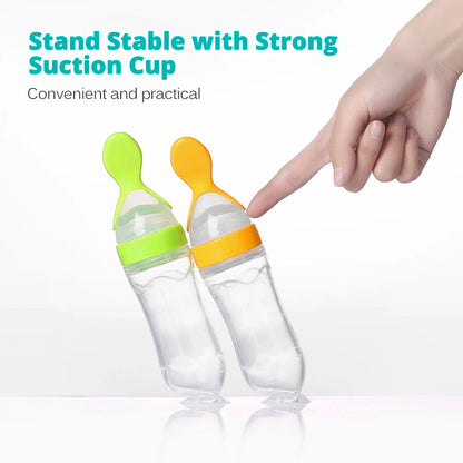 Silicone Squeeze Feeding Bottle with Spoon