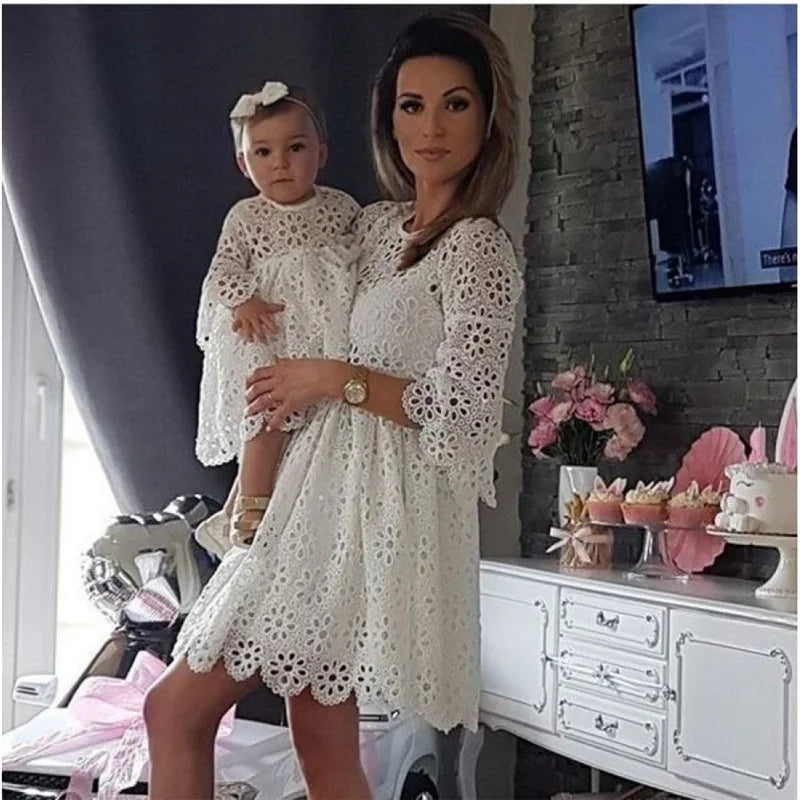 Mom and Daughter Matching Floral Dress Set