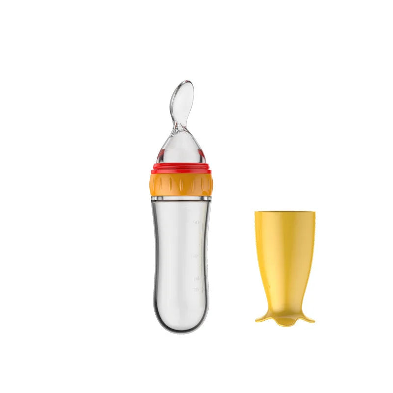 Silicone Squeeze Feeding Bottle with Spoon
