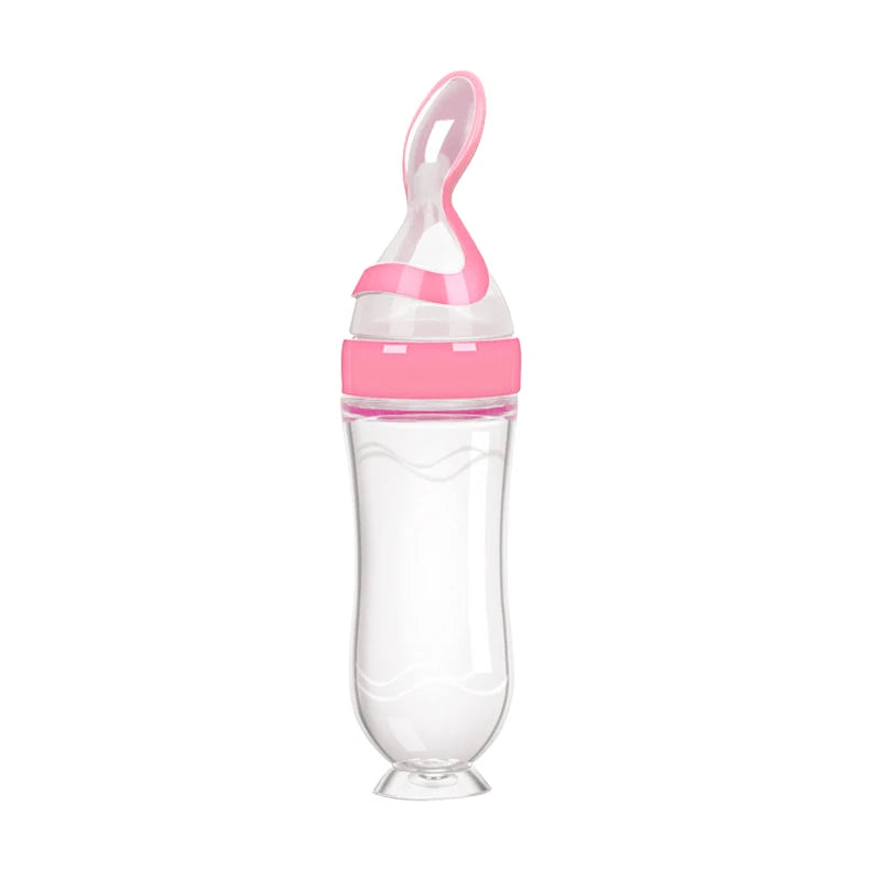 Silicone Squeeze Feeding Bottle with Spoon