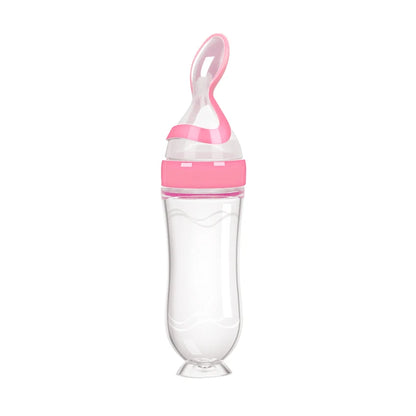 Silicone Squeeze Feeding Bottle with Spoon