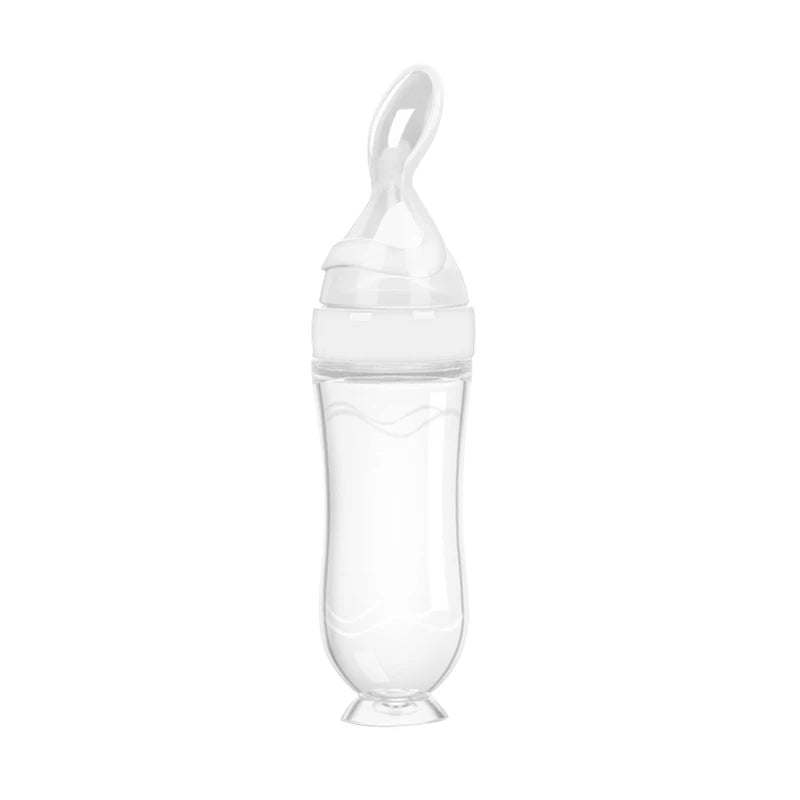 Silicone Squeeze Feeding Bottle with Spoon