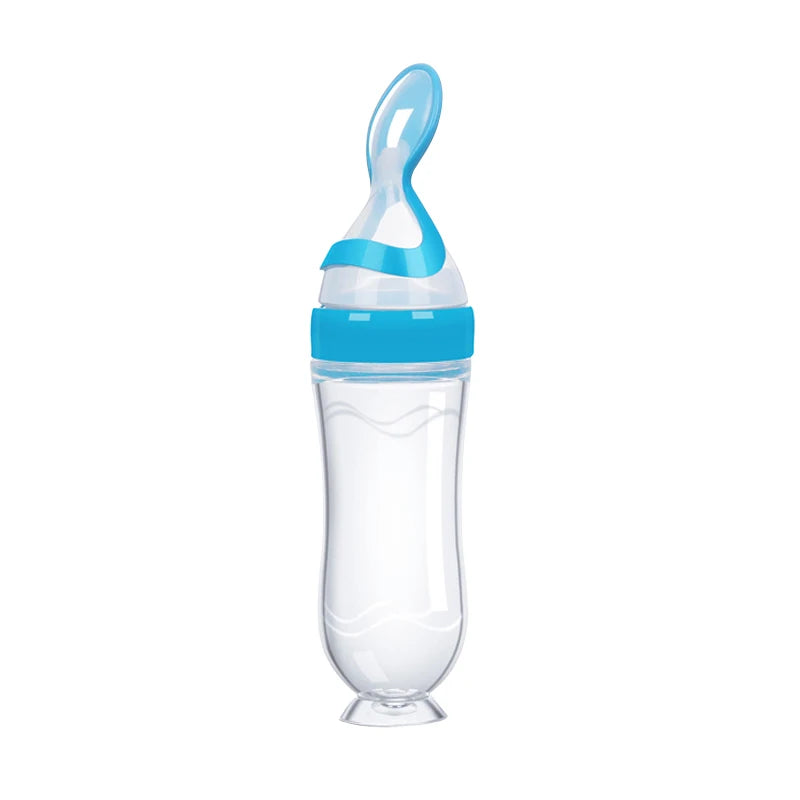 Silicone Squeeze Feeding Bottle with Spoon