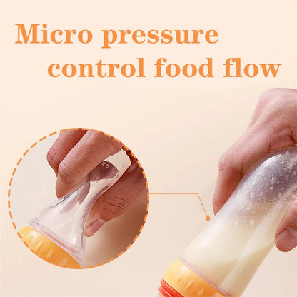 Silicone Squeeze Feeding Bottle with Spoon