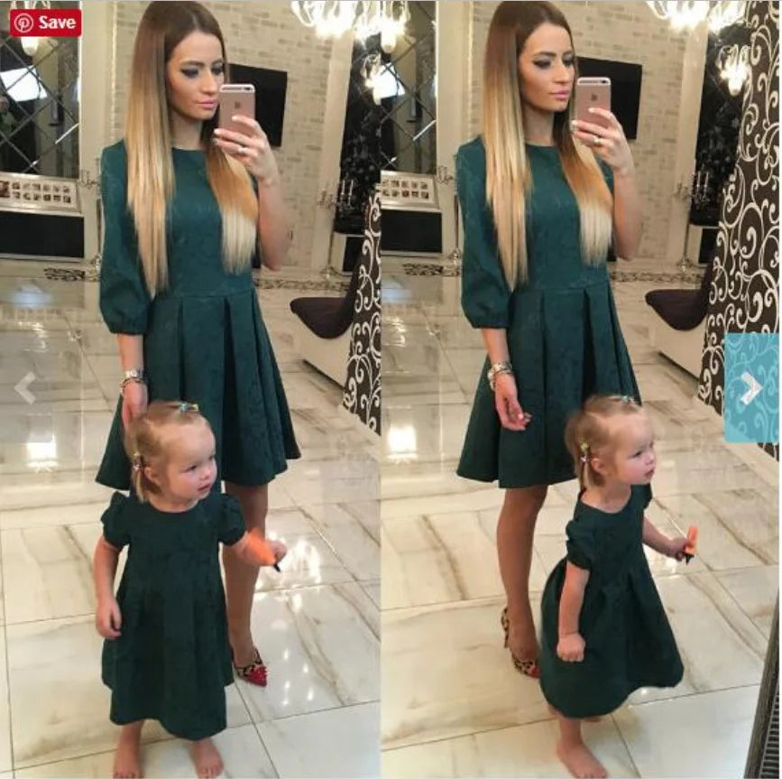 Mom and Daughter Matching Floral Dress Set