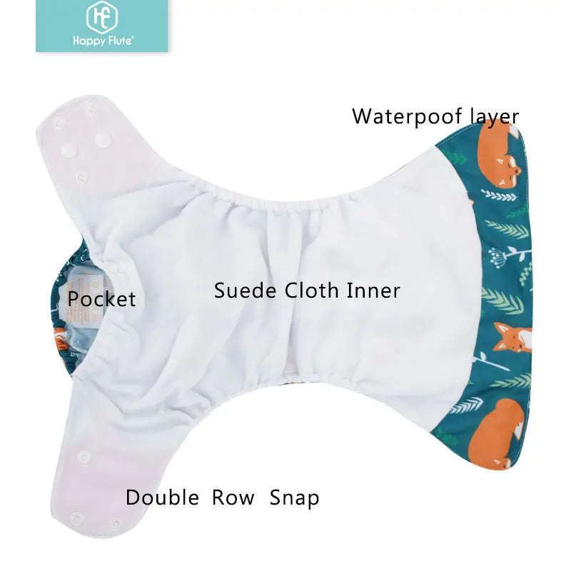 HappyFlute 4PCS Reusable Pocket Cloth Diapers