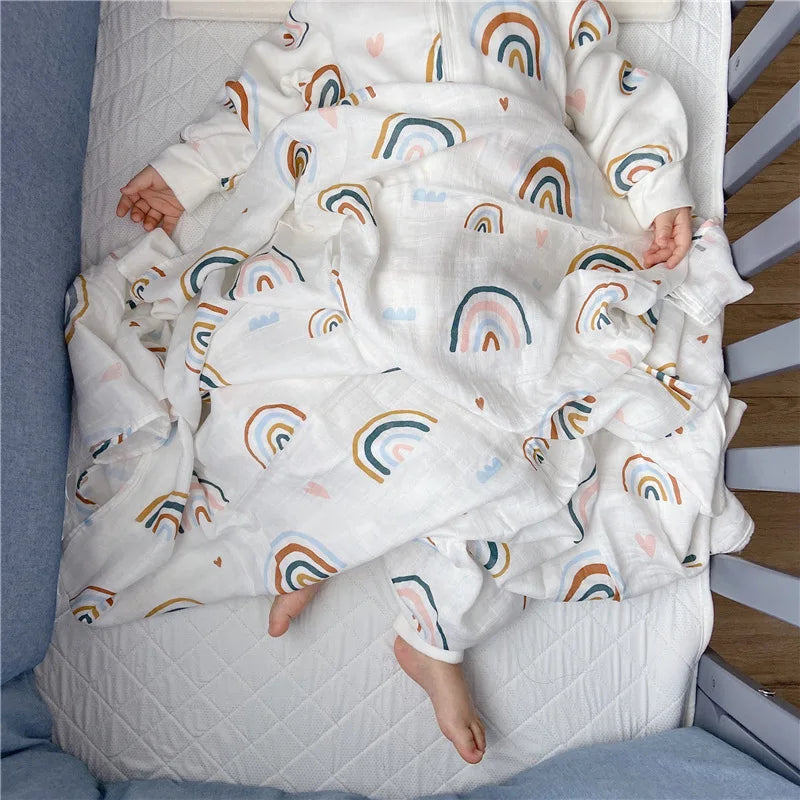 Muslin Swaddle Blanket 120x120cm 2 Colors – cotton bamboo fiber blend