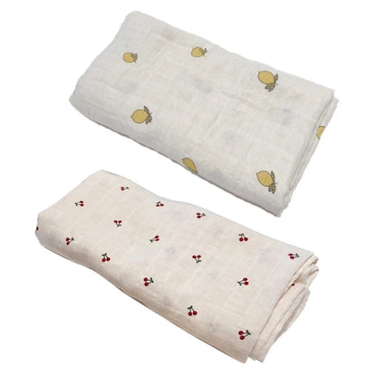 Muslin Swaddle Blanket 120x120cm 2 Colors – cotton bamboo fiber blend