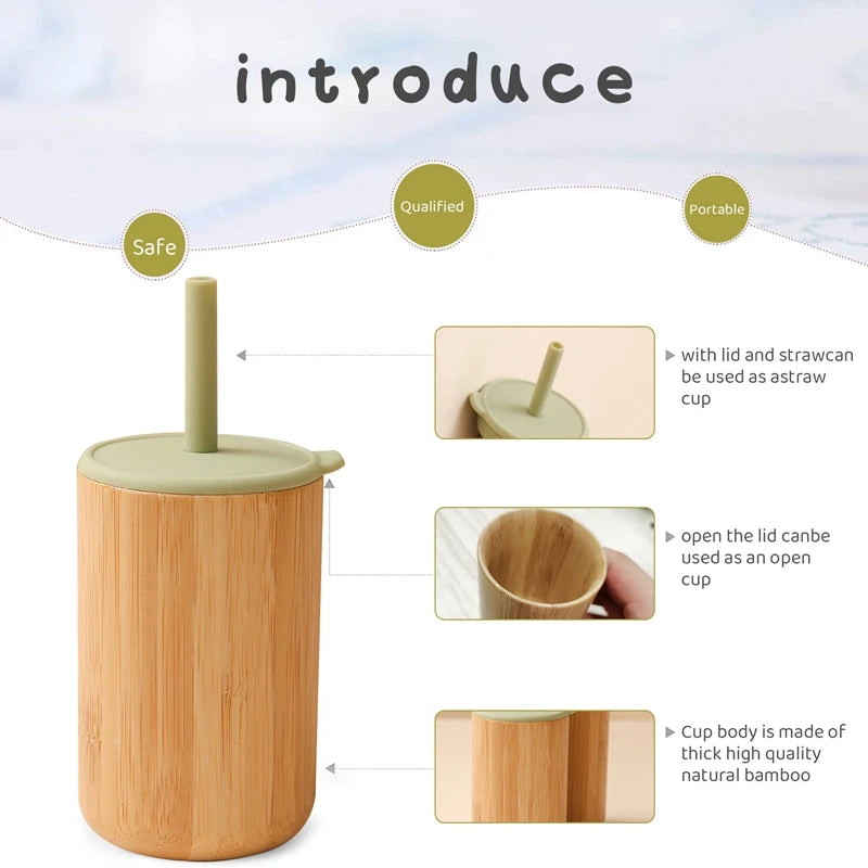 Bamboo Silicone Straw Cup for Kids 150ml – bamboo body