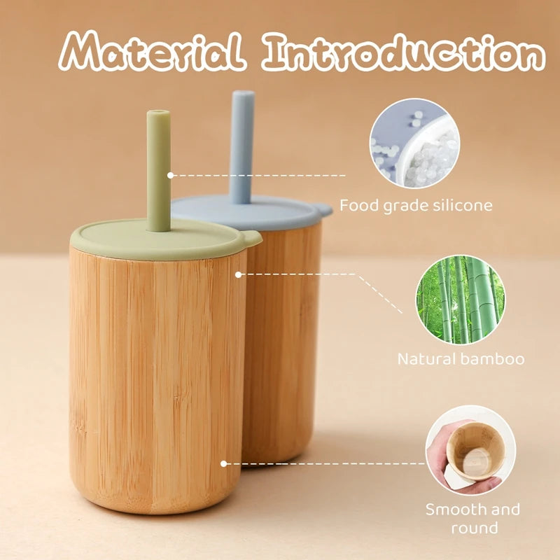 Bamboo Silicone Straw Cup for Kids 150ml – bamboo body