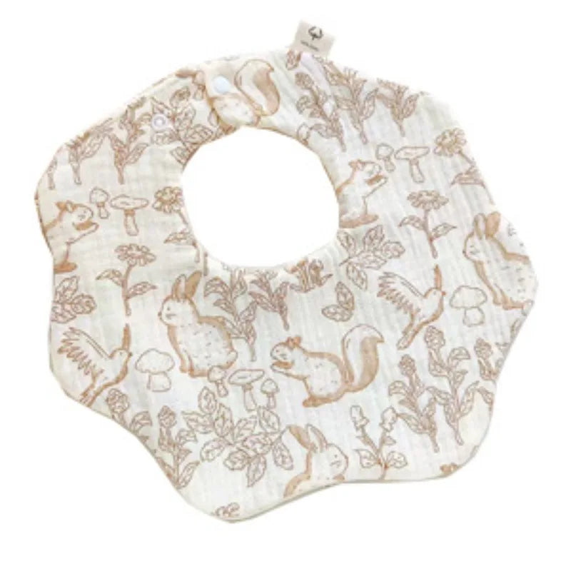 Animal Muslin Burp Cloth Bib Cotton 0-1Y – Front View