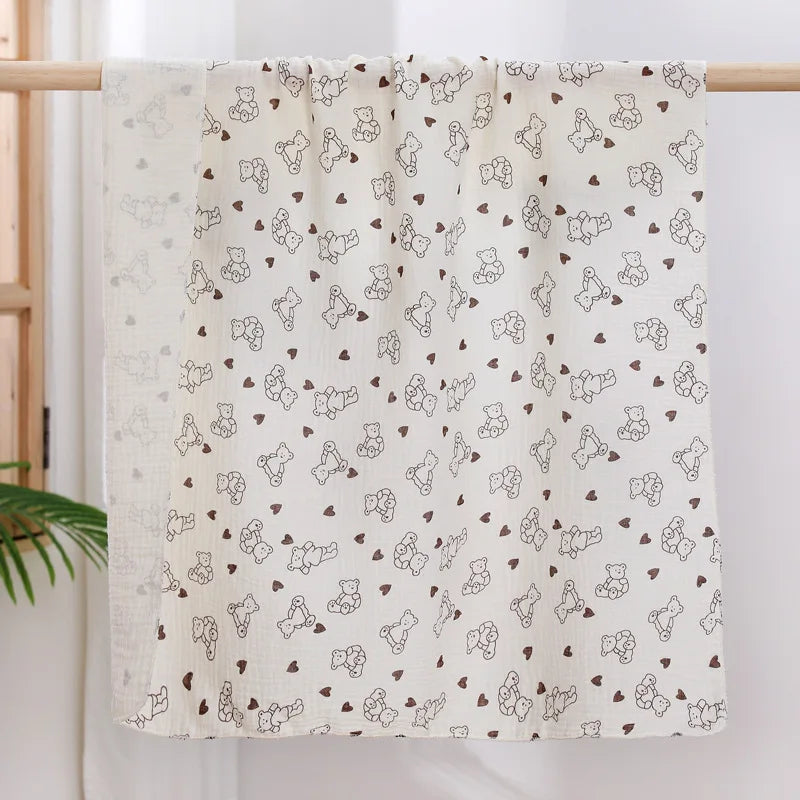 Cotton Muslin Swaddle Blanket 80x80cm 0-24M Kids