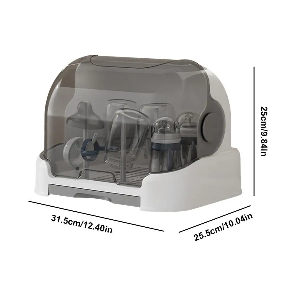 Baby Bottle Drying Rack Dustproof Storage Box – front view