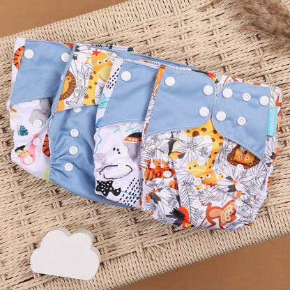 HappyFlute 4PCS Reusable Pocket Cloth Diapers