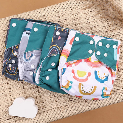 HappyFlute 4PCS Reusable Pocket Cloth Diapers