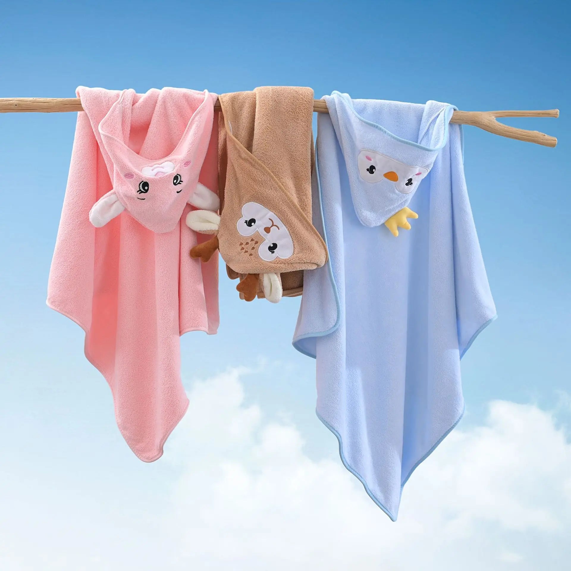 Hooded Bath Towel Animal Design 80x80cm 0-24M