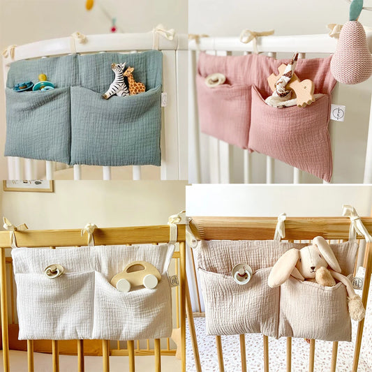 Crib Organizer Hanging Storage Bag 2 Pockets
