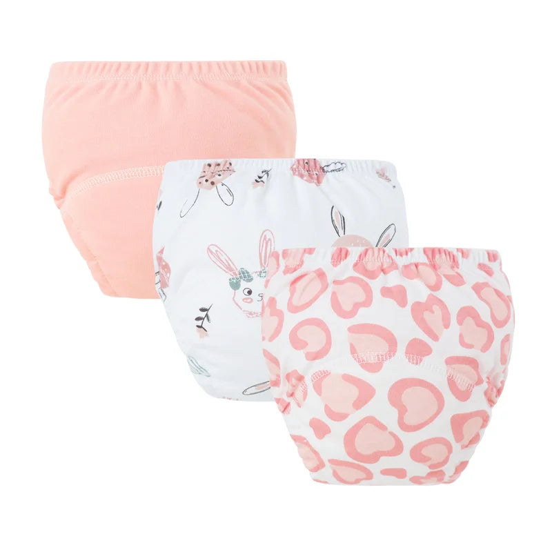 Cotton Training Pants 3-Pack Washable – 5 color options Brown Pink Blue Gray Green