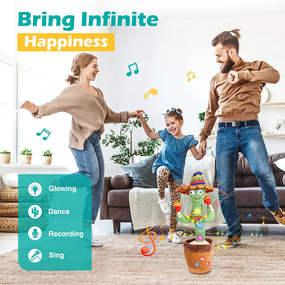 Talking Dancing Cactus Toy LED USB Rechargeable