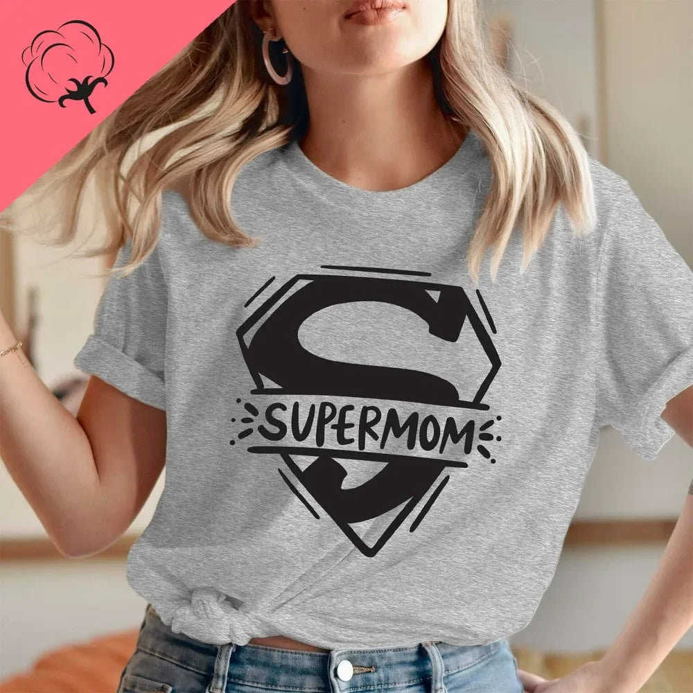 Super Mom Superhero T-Shirt Cotton Mom Tee