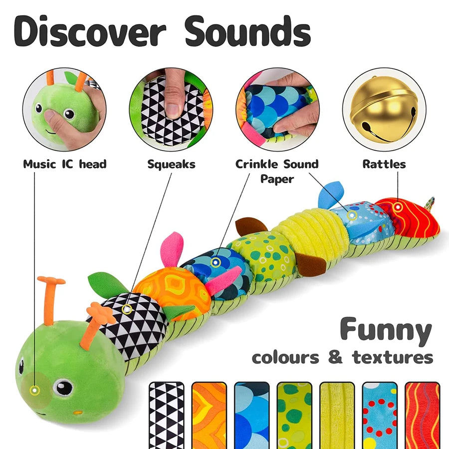 Sensory Caterpillar Plush Toy 3-in-1 0-12M Kids