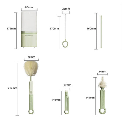 Silicone Bottle Brush Set & Storage Box 4 Colors – front view