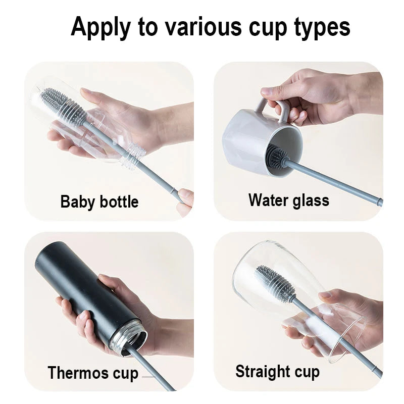 Long Handle Silicone Bottle Brush 360° – 33cm long handle