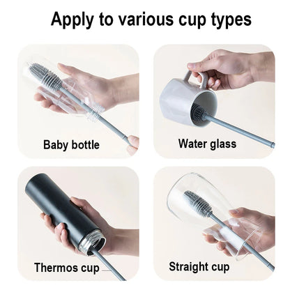 Long Handle Silicone Bottle Brush 360° – 33cm long handle