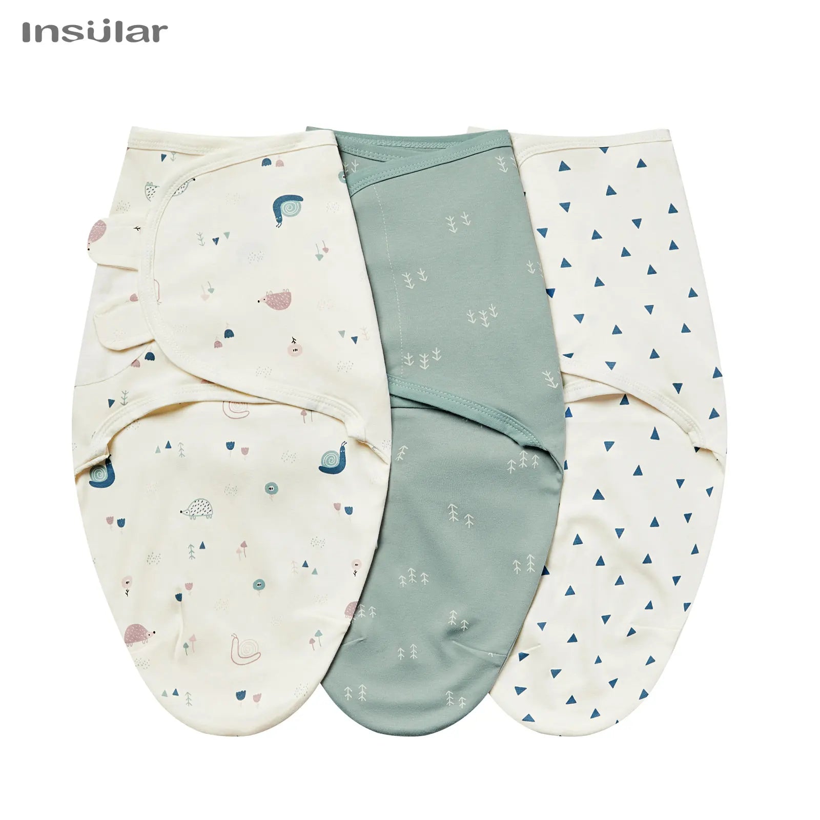 3pcs Cotton Adjustable Swaddle Set 0-6M 12 Prints