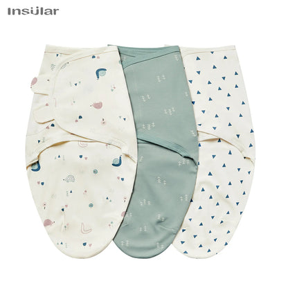 3pcs Cotton Adjustable Swaddle Set 0-6M 12 Prints