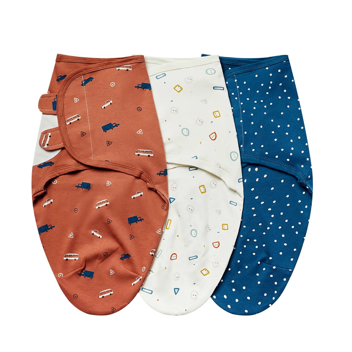 3pcs Cotton Adjustable Swaddle Set 0-6M 12 Prints