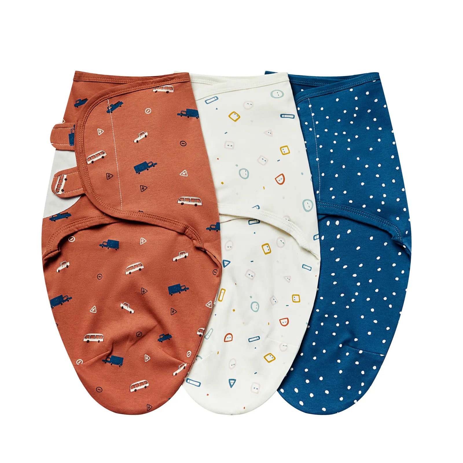 3pcs Cotton Adjustable Swaddle Set 0-6M 12 Prints