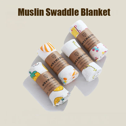 Dual Layer Muslin Swaddle Blanket 110cm 4-Pack