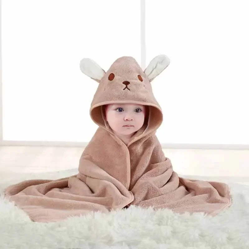 Coral Velvet Hooded Bath Towel 80x80cm Kids