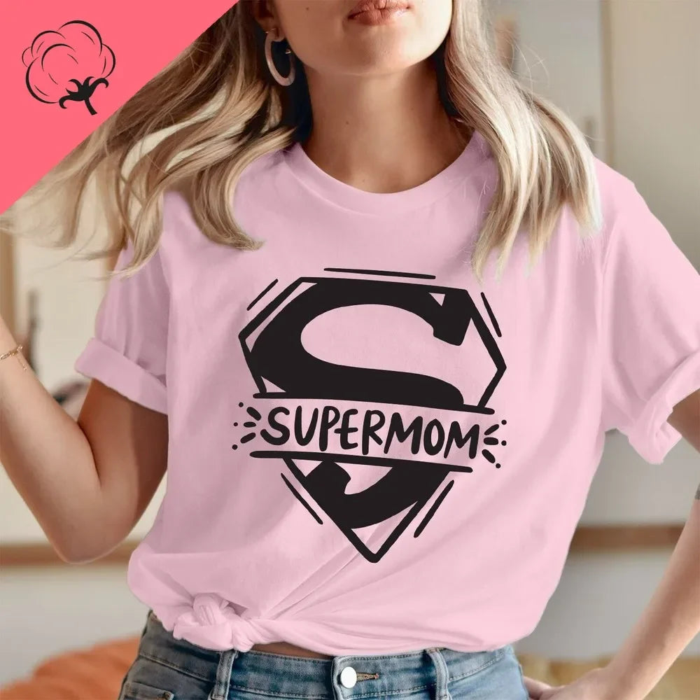 Super Mom Superhero T-Shirt Cotton Mom Tee