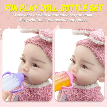Doll Feeding Bottle Set 2pc Magic Bottles & Pacifier – milk and juice bottles