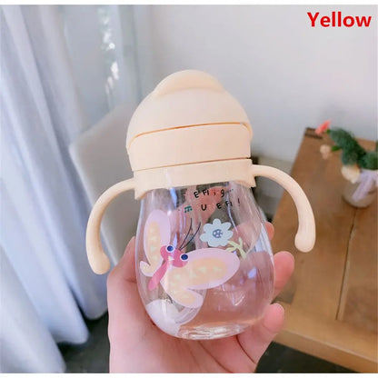 Kids Straw Water Bottle 250-350ml 9 Colors – built-in straw with gravity ball