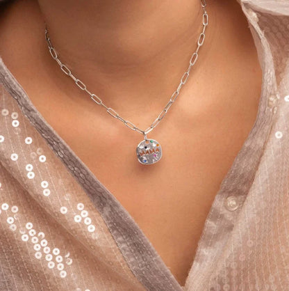 MAMA Zircon Pendant Necklace Stainless Steel