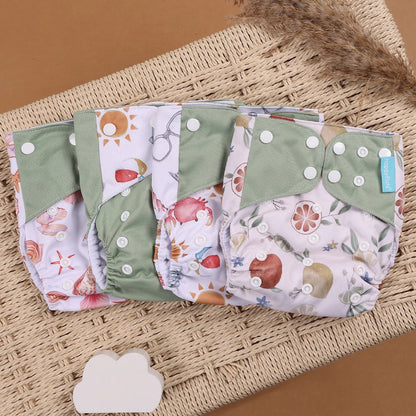 HappyFlute 4PCS Reusable Pocket Cloth Diapers