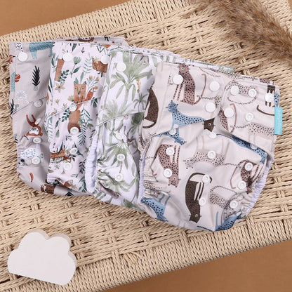 HappyFlute 4PCS Reusable Pocket Cloth Diapers