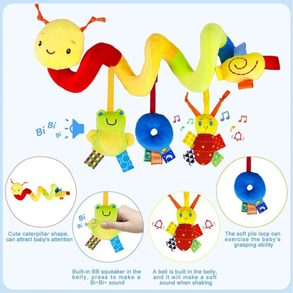 Car Seat Spiral Hanging Rattle Toy Plush Animal 0-24M