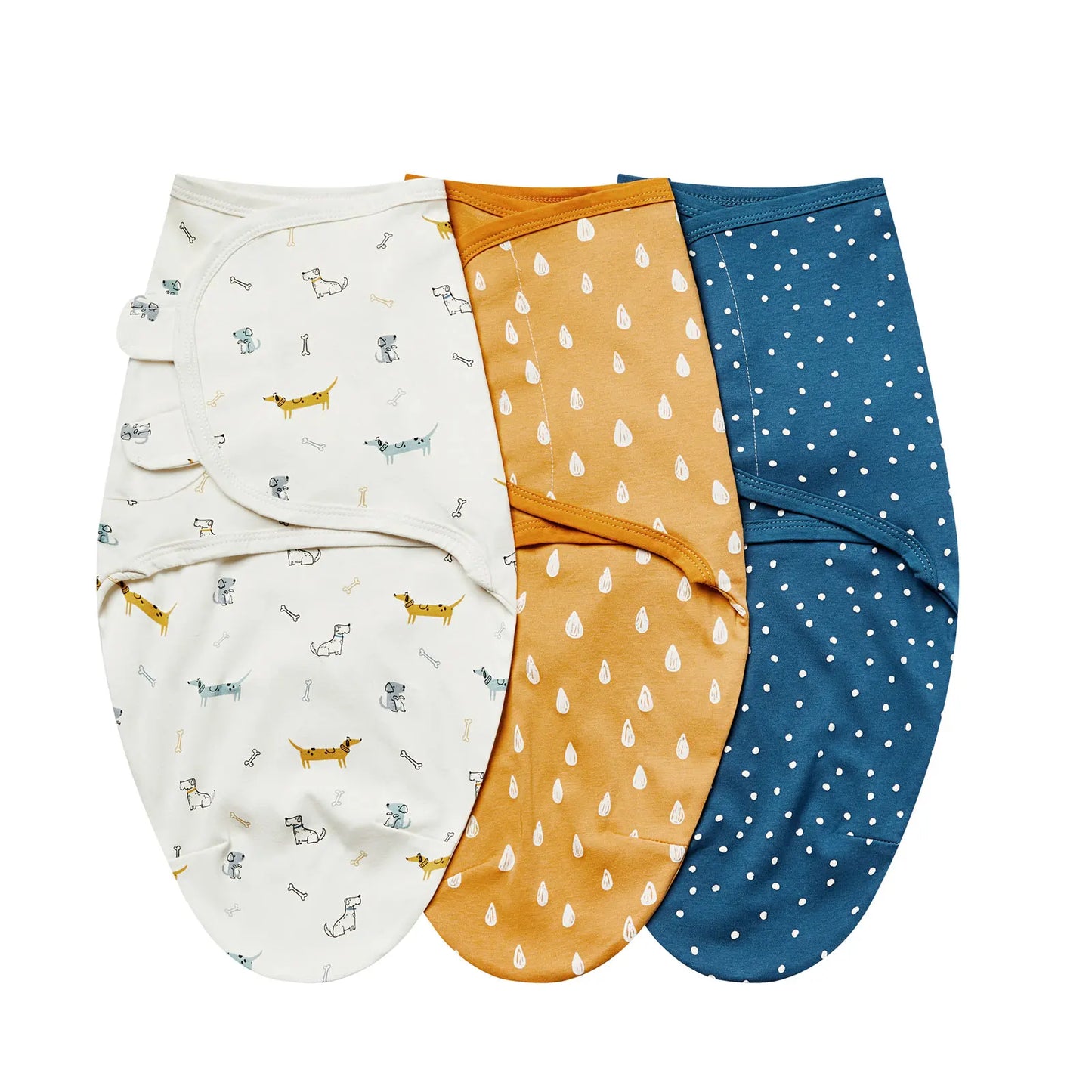 3pcs Cotton Adjustable Swaddle Set 0-6M 12 Prints