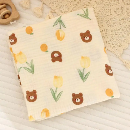Cotton Muslin Swaddle Blanket 80x80cm 0-24M Kids