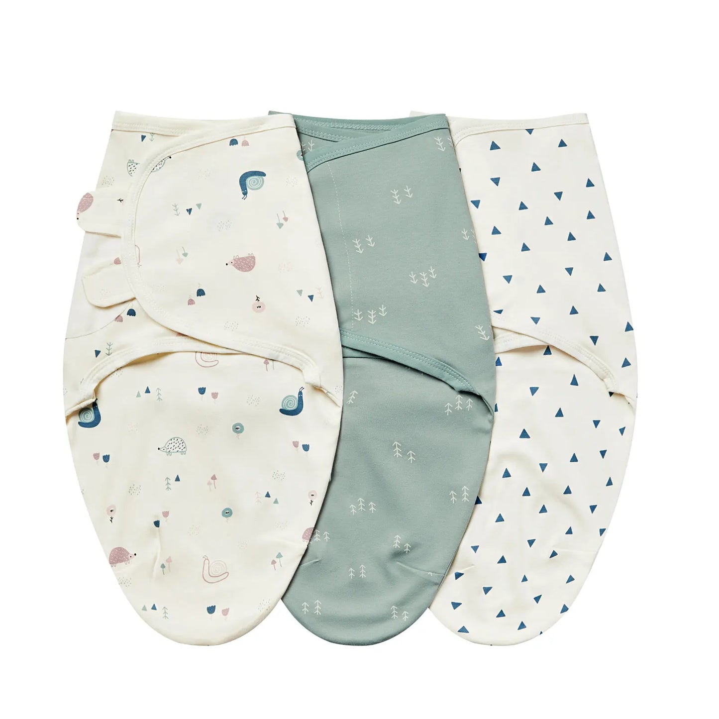 3pcs Cotton Adjustable Swaddle Set 0-6M 12 Prints