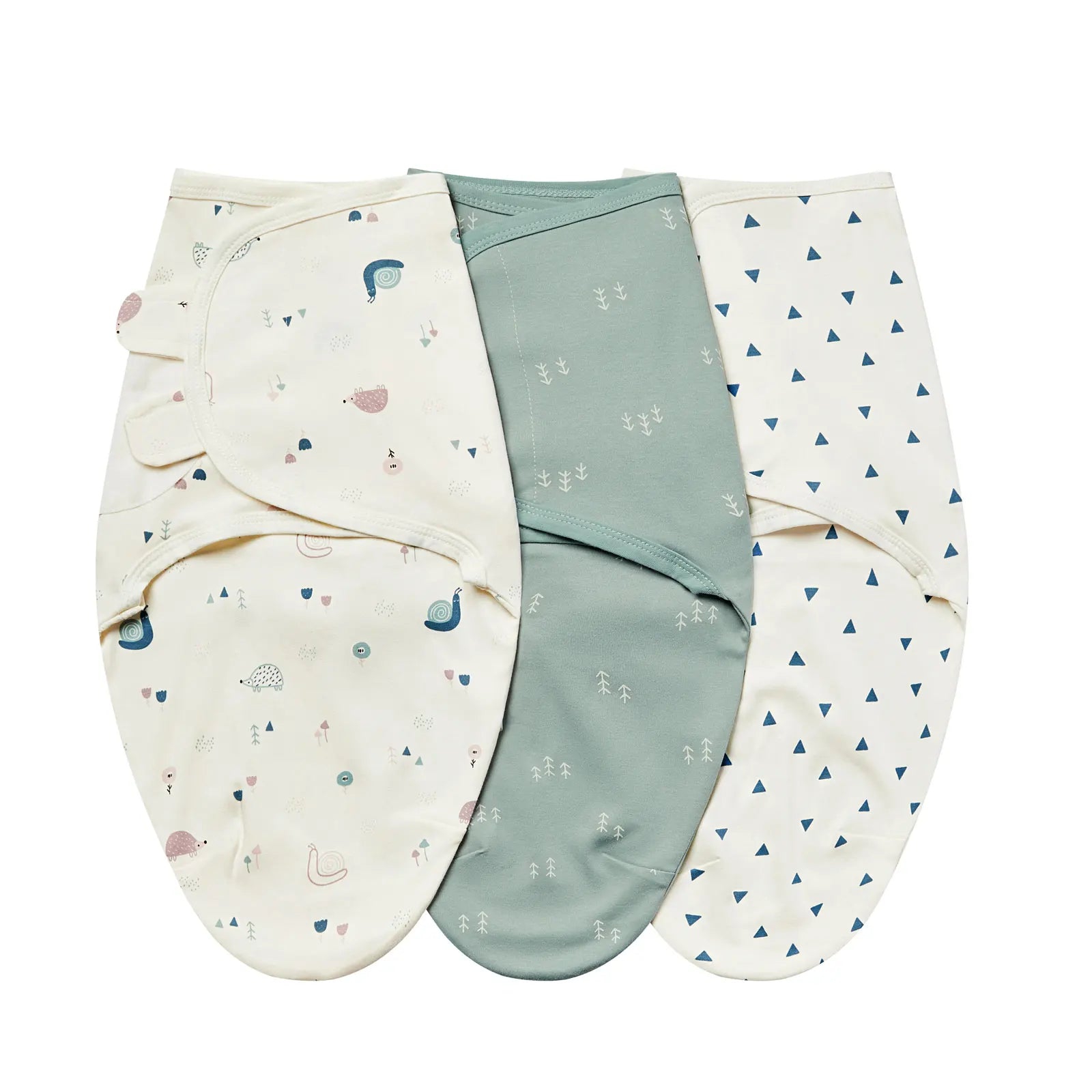 3pcs Cotton Adjustable Swaddle Set 0-6M 12 Prints