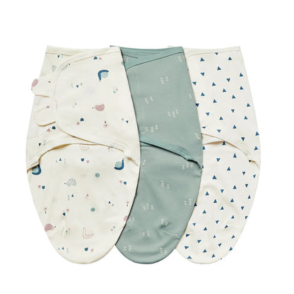 3pcs Cotton Adjustable Swaddle Set 0-6M 12 Prints